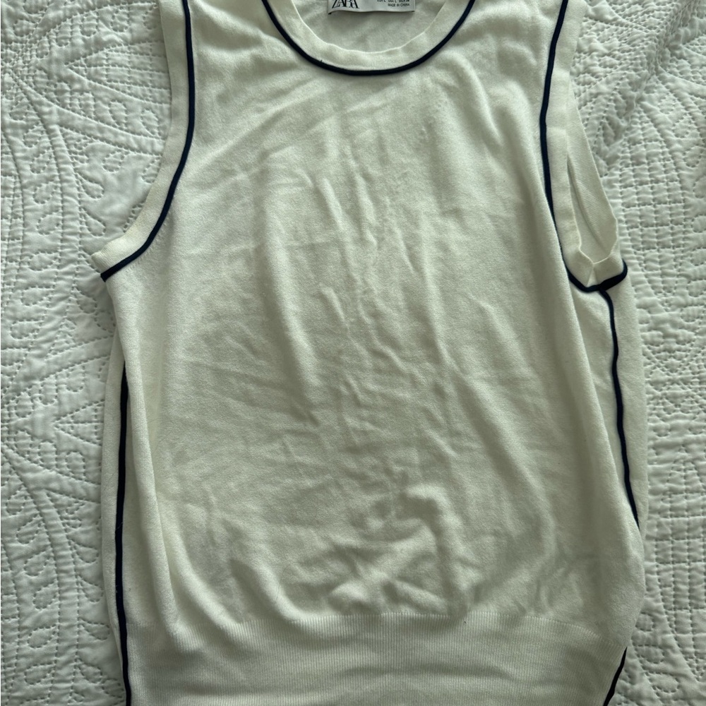 Zara Cream Top with Black Trim